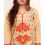 Khaki Embroidered Stylish Design Ladeis suit AKG-077